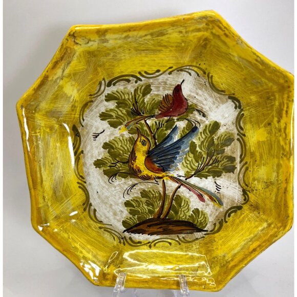 Octagonal Dish Handmade Pottery, Hand Painted # K1267 - Picture 1 of 7